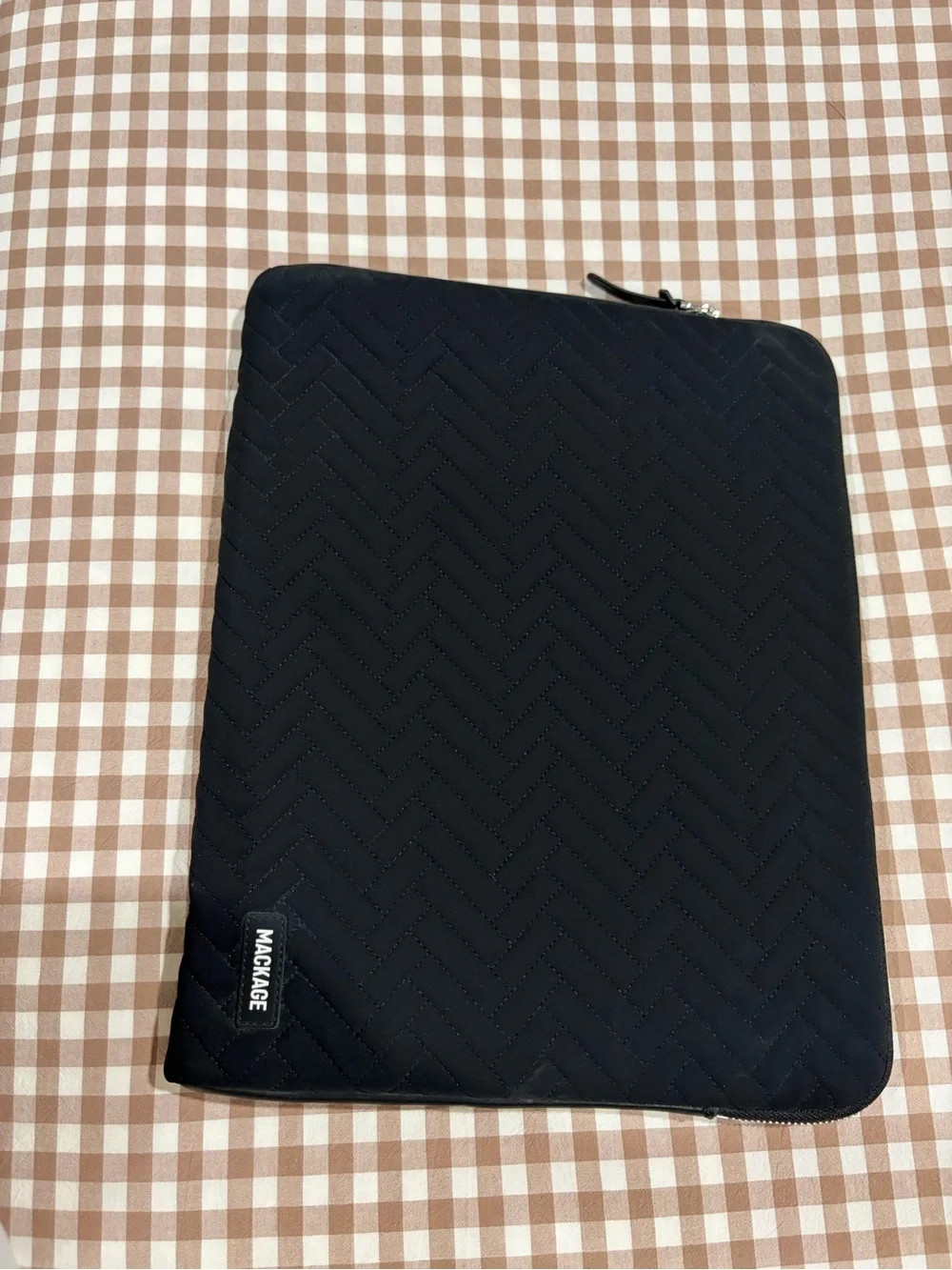 MACKAGE LAPTOP SLEEVE excellent condition. Black Quilted with leather trim